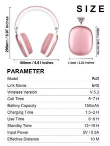 Gerripuer 可折叠无线游戏耳机，立体声耳机，长续航头戴式耳机，适合游戏、听音乐、日常使用、旅行、健身或户外活动、工作或学习，也是一份很棒的礼物。 - 粉色 - 查看 6