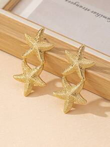 1 par de brincos de estrela do mar e pérola para mulheres, adequados para uso diário