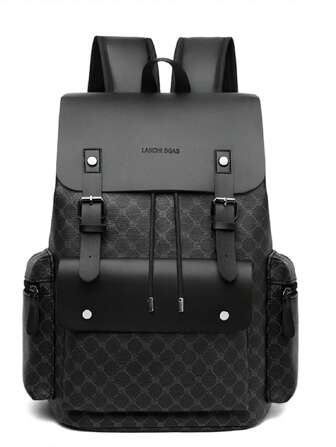 Large Capacity Men's Plaid Backpack - Laptop Bag With Adjustable Shoulder Strap, Multiple Compartments And Zipper Closure, Suitable For Commuting, Office Work, Business Travel