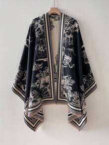 1 pezzo Elegante sciarpa/scialle in finto cachemire jacquard con motivi floreali e animali, accessorio versatile per l'autunno/inverno, adatto per l'uso quotidiano e la decorazione degli abiti