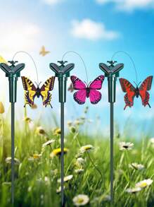 6pcs Simulated Solar Colorful Butterfly Garden Decoration Stakes, Outdoor Decorative Ground Plugs, Solar-Powered, Energy-Saving And , Battery-Free, Can Be Powered By No. 7 Batteries, Electric Hummingbird Decoration, Suitable For Landscape Decoration Of Gardens, Terraces, Manors, And Flower Beds