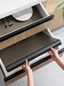 1PC 11.81in*59.06in Drawer Mat, Cabinet Kitchen Mat, Multi-Function Anti-Dust Anti-Slip Mat, Refrigerator Mat - Black - View 1