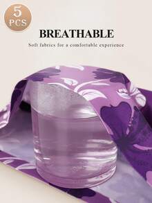 MEIYATING 5条装女士高腰花朵印花舒适无缝三角内裤