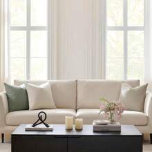 Set Of 2 Dark Sage Pillow Covers 22 X 22 Inch, Farmhouse Boho, Decorative Throw Pillow Covers, Linen Cushion Covers Sofa Couch, Modern Rustic Decor - Ivory and Moss Green - View 11