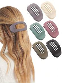6 件套多色扁平和圆形发夹/发夹，女士防滑爪夹，弧形复古简约优雅发饰，发夹，发夹，发夹 - 彩色 - 查看 1