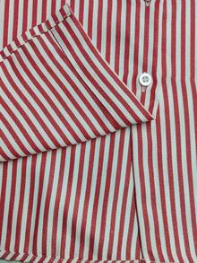 Men's Classic Vertical Striped Long Sleeve Shirt - Red - View 6