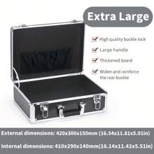Caja de almacenamiento de aleación de aluminio, 42x30x15cm/33x24x12cm, estuche de herramientas impermeable, caja de equipos de metal portátil, equipaje de mano, contenedor de instrumentos portátil con esquinas reforzadas y resistente a golpes, adecuado para herramientas, ropa, zapatos, cosméticos, joyas, documentos, instrumentos, manualidades, fotos, etc. (2 tamaños disponibles) Bolsa para la escuela, accesorios escolares, artículos escolares
