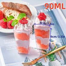 50 Stück/Set 59ml Mini Dessertbehälter, Mini Pudding Becher, Sommer Dessert Behälter, Eiscreme Becher, Mousse Kuchen Behälter, geeignet für Muttertag, Geburtstags Party, Einschulung, Abschlussfeier, Hochzeit, Singles Party, Halloween, Weihnachten und andere Feiertage