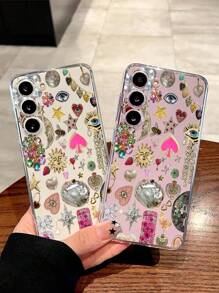 Retro 1pc Fashionable Jewelry Puzzle Design Soft Phone Case Protective Cover Compatible With IPhone, Honor, Redmi, Galaxy,