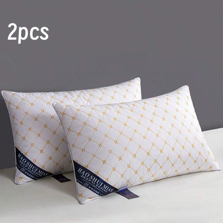 2pcs Set Embroidered H Letter Pillows (With Filling), Soft And Skin-Friendly Suitable For Bedroom Home Use - White - View 1