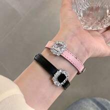 1 件锆石皮革扣手链，甜美酷炫的 Ins 风格高端优雅手镯，适合女性日常佩戴 - 彩色 - 查看 2