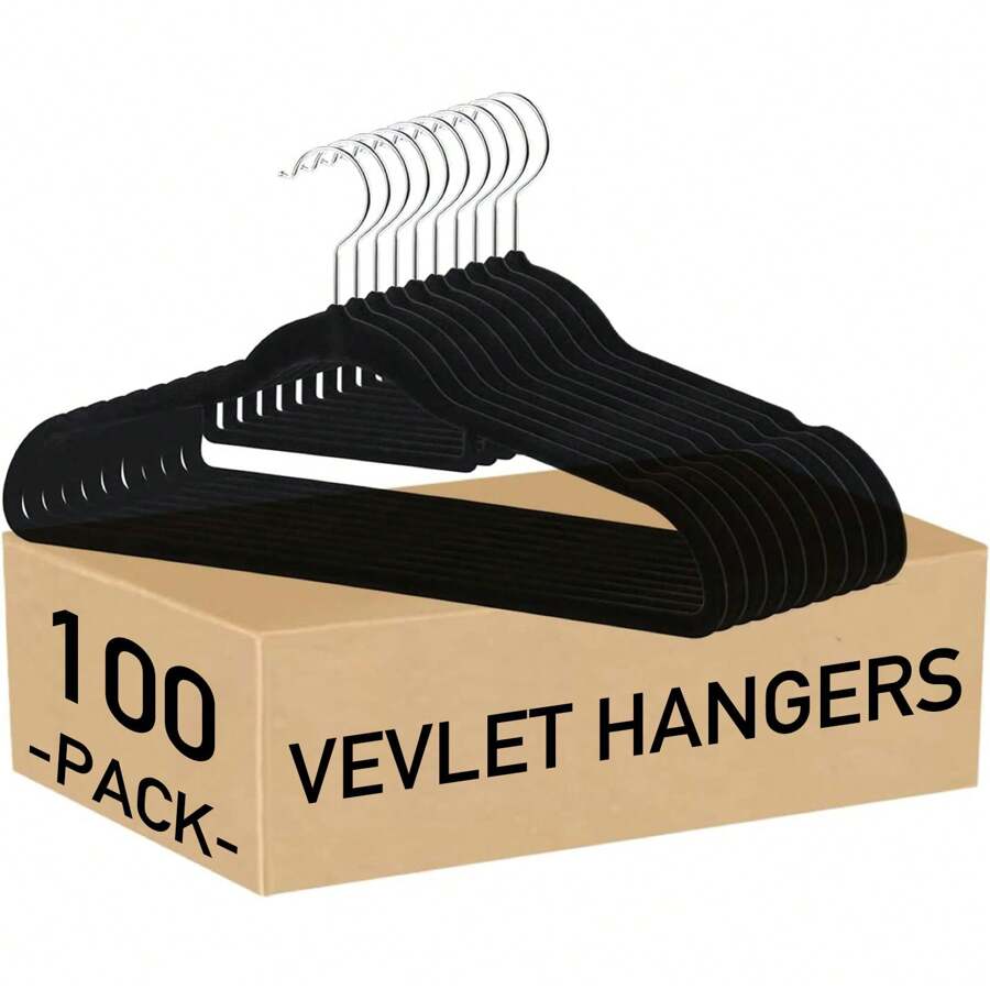 100/60/20/10/5 Packungen Premium Samtkleiderbügel mit Krawattenhalter - rutschfeste und belastbare Kleiderbügel (42cm), 360° drehbare Haken für Jacken, Hoodies, Pullover - platzsparende Samt-Anzugbügel