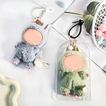 17 厘米 LABUBA 怪兽激动人心公仔透明保护套 - PVC 保护套，带钥匙扣，适用于收藏玩具和化妆品，便携式旅行或家居装饰保护套（7 英寸），Ladudu 娃娃收纳袋 - 彩色 - 查看 3