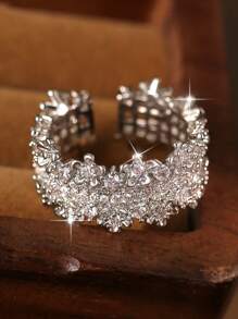 1pc Exquisite Many Three-Dimensional Small Flowers Rings For Women Engagement Cubic Zirconia Gifis Daily Wear Copper Jewelry