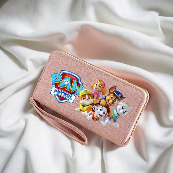 Paw Patrol 1 Stück Paw Patrol Skye Reißverschluss Geldbörse mit Paw Patrol Skye Aufdruck & Handgelenksschlaufe, süßes Cartoon-Muster, weiche Textur Geldbörse für Frauen, 4 Farben, Mini-Geldbörse, Portemonnaie, Handgelenktasche, Kartenetui