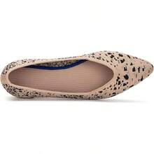Womens Flat Shoes Classic Pointed Toe Flats Knitted Dress Shoes Soft Comfortable Dressy Flats Women - 黑點 - 查看 8