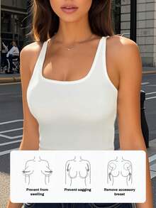 2 Pieces Of Solid Color Elastic Ribbed Slim Fit Vest T-Shirt With Y-Shaped Shoulder Strap Top - Multicolor - View 3