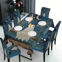 1/4/5/6/7/36件万圣节主题鬼怪印花椅套/椅套套装适用于室内居家餐厅酒店现代日常装饰,派对装饰,婚礼装饰,餐厅装饰,厨房装饰,桌布适用于方桌,弹力椅套可水洗