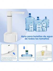MOLOLAN Dispensador Agua Electrico, Dispensador de Agua Eléctrico Portátil, Bomba de Agua Garrafon, Bomba para Garrafon de Agua, 3 Niveles de Salida de Agua, Carga USB, Bombeo Rápido,Dispensador de Agua Potable Bomba de bajo Ruido Carga USB Bomba de automática Water Dispenser Dispensador de Botella de Agua portátil eléctrico para Cocina Hogar Oficina (Blanco) - Blanco - Ver 7