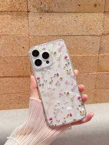 1pc Transparent Soft Edge Soft Silicone Phone Case, Camera Hole Full Coverage Protective Phone Case, UV Painted Colorful Ditsy Floral Pattern, Compatible With IPhone 11 12 13 14 15 16 Pro 16 Pro Max/17/17 Pro/17 Pro Max/17 Air, S25 Ultra S24 S23 FE A56 A55 A36 A16 A06 A07, Redmi 13C 14C 15C A3 A5