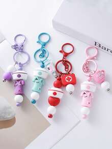 Cute Doctor & Nurse Keychain, Cartoon Soft Silicone Texture, Perfect Gift For Nurses Bag Charms Car Accessories Teacher Friend Sister Gift Ideas