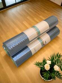 Esterilla de yoga bicolor, parte frontal suave y resiliente, parte trasera antideslizante, esterilla de fitness para pilates, almohadilla de picnic al aire libre, hecha de TPE, inodora, resistente, adecuada para mujeres, esterilla de entrenamiento en casa - Multicolor - Ver 12