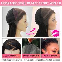 WOWANGEL 13x6 高密度卷发自然黑色蕾丝前假发，250% 密度 Remy 缅甸真人发隐形蕾丝前假发，预先拔毛发际线 - Natural Black - 查看 10