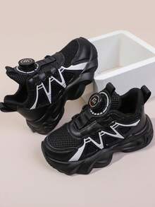 儿童运动鞋，女童休闲皮革跑鞋 - 黑色 - 查看 2