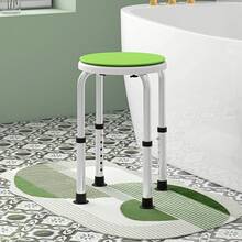 HOMCOM Tabouret de douche siège de douche tabouret de bain hauteur réglable 35,5-48,5 cm pivotant à 360° chaise de douche en aluminium et pied à caoutchouc TPR antidérapant max. 135 kg blanc et vert - Vert - Voir 2