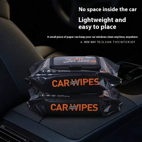 1 paquet de 80 lingettes humides de nettoyage intérieur automobile - pour le nettoyage du , l'élimination des taches, sans résidu, lingettes de nettoyage pour voiture