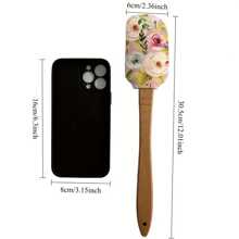 1 Stück Silikonspatel mit Blumenmuster, abnehmbarer Holzgriff, Küchenbackwerkzeug, Kochutensilie für Zuhause