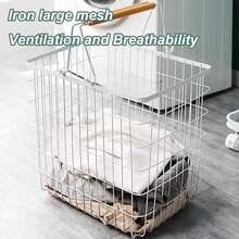 2-Tier Metal Laundry Basket With Wheels Rolling Laundry Cart With Removable Baskets - White - View 7