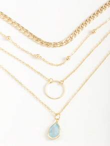 1pc European & American Retro Bohemian Style Simple Pendant Necklace With Metal Hoop & Water Drop Charm NightOut Unleash Your Style-Girls' Night Out, Bold And Dazzling SeasideVibes Get Into Beach Mode And Unwind