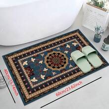 1 pieza Alfombra de silicona antideslizante con estampado floral del sudeste asiático, alfombra, tapete, impresión 3D rectangular, adecuado para sala de estar, dormitorio, pasillo, baño, lavandería - Alfombra de poliéster para decoración del hogar interior y exterior