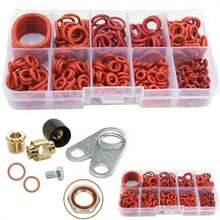 351 件硅胶 O 型圈密封垫圈套装，耐油耐热圆形橡胶组合，适用于汽车、管道和水龙头，10 种尺寸，工业液压、气动和水管密封件，55D 硬度，合成橡胶 - 紅色 - 查看 2