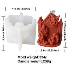 Moldes de silicona para escena de Navidad - Sagrada Familia, Ángel, Formas de Castillo, Duraderos y de fácil desmoldeo, Multiusos para velas/yeso/resina/arcilla, Ideal para decoración navideña DIY y regalos hechos a mano - Blanco - Ver 15