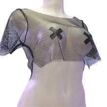 Crop Top de Red metalizada Juvenil baile Transparente Neus  Colorblock  Brillo - Dorado - Ver 7