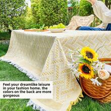 1 pieza Estera elegante blanca para acampar al aire libre, manta de picnic, alfombra de campamento bohemia, toalla de playa, cubierta de muebles, estera de tela reversible de múltiples usos