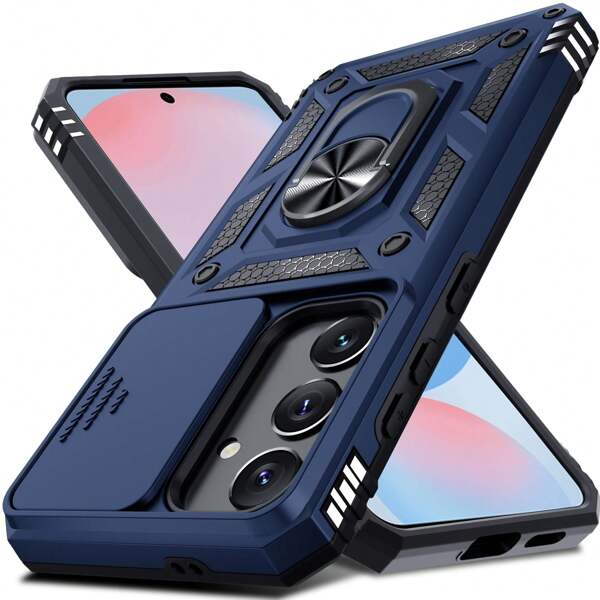 Military Industry Anti-Fall 360° Rotational Grip Ring Stand + Shockproof Phone Case, Compatible With IPhone 11/12/13/14/15/16 Pro Max, Galaxy S22/23/24/S25+ And Galaxy A04/A05/A14/A15/A24/A25/A34/A54/A56/A36/A26