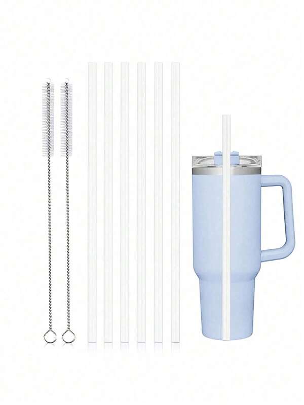Reusable Plastic Drinking Straws With Cleaning Brushe 12 Inches For 40oz Tumbler Cups, Straws For Bar Party Drinking-