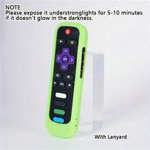 Funda protectora de silicona para control remoto de TV, de silicona suave que brilla en la oscuridad, resistente a la suciedad, adecuada para Roku Rc280 universal con cordón