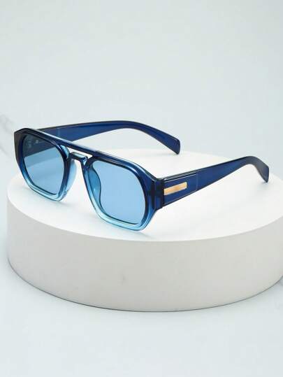 1pc Men's Retro Double Bridge Frame High Quality Luxurious Minimalist Fashion Fashion Glasses, Suitable For Driving, Travel, Casual, Outdoor, Sports, Daily Use