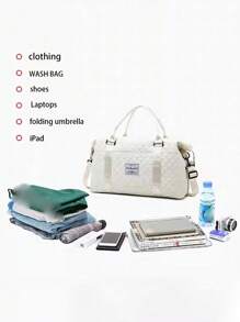 Women's Houndstooth Pattern Handbag, Large Capacity Gym Bag, Lightweight Portable Overnight Travel Luggage Tote Bag For School School Accessories School Stuff
