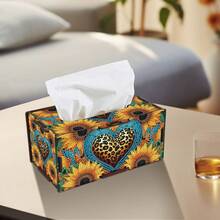 1pc Diamond Painting Kit Tissue Box, DIY Special Shape Diamond Art Partial Mosaic Handmade Making Tissue Storage Box Kit, Modern Home Dining Living Room Table Top Art Decoration - Tan - View 4