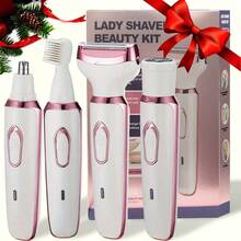 [Women's Electric Shaver] New 4-In-1 Multifunction Electric Shaver, Portable Rechargeable Electric Facial Hair Trimmer With 4 Heads, Women Electric Beauty Shaver For Face, Nose, Legs, Armpits, Grooming Tool, Rechargeable Bikini Trimmer For Women | Painless Body Razors And Facial Hair Remover For Bikini Leg Body Face Underarm, Cordless Body Shaver For Trip, Replaceable Lady Facial Razor, Mother's Day Gifts,Great For Halloween, Christmas Gifts - 白色 - 查看 1
