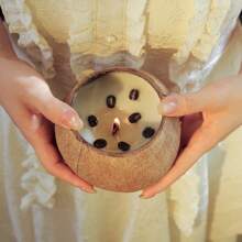 Scented Soybean Coconut Shell Wax Candle - Wooden Wick Fragrance Candle, Made With Genuine Coconut Shell