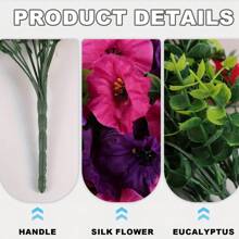 NKEN 4 PCS 75cm Artificial Hanging Morning Glory Set (Multi-Color: Purple/Pink/Blue/White) - Uv Resistant Realistic FauxFlowers With Eucalyptus Leaves For Weddings, Home, Office, Garden & Party Decor