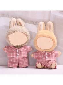 仅衣服 - 第一代和第二代盲盒挂件 - 拉布布娃娃粉色格子套装 - 粉色 - 查看 5