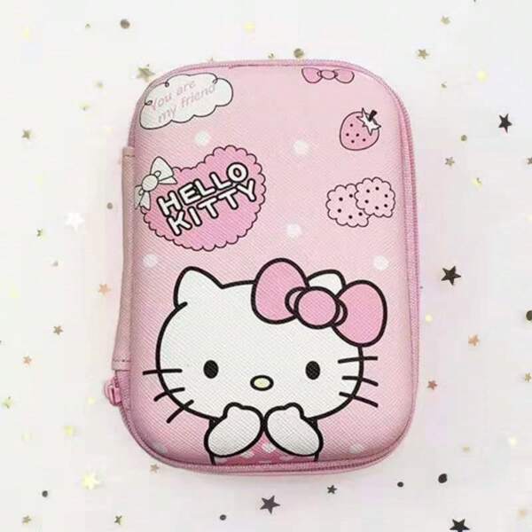 Sanrio Bolsa de almacenamiento de cables de datos, cargador de teléfono móvil, auriculares, unidad flash USB, bolsa para cámara CCD, bolsa de almacenamiento digital portátil