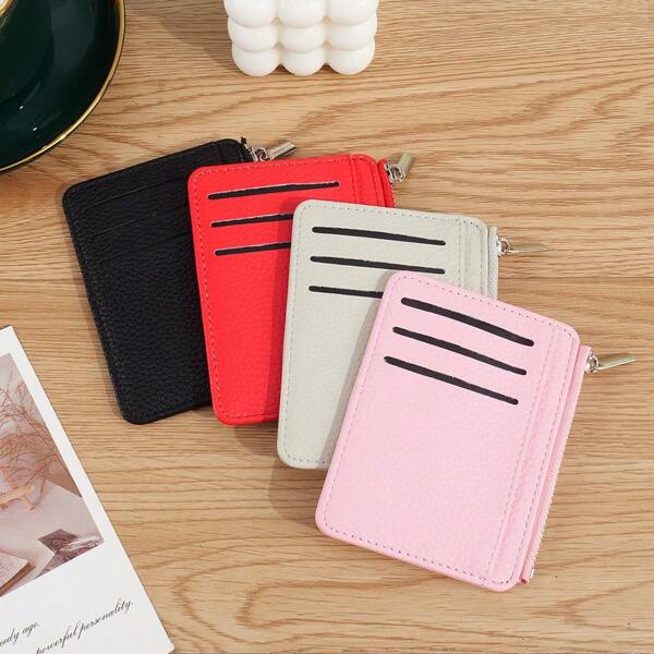 1pc Minimalist Zippered Bank Card Holder Credit Card Case With 8 Card Slots + 1 Coin Pocket Convenient ID/Card Wallet For Women Money Wallet Mini Wallet Purse Wallet